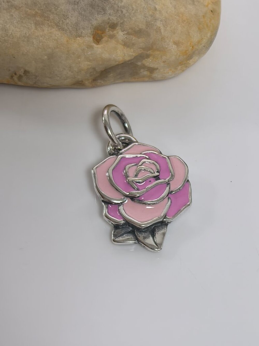 James Avery Enamel Consuela Rose Charm (pink), S925 Silver Jewelry (Women's)